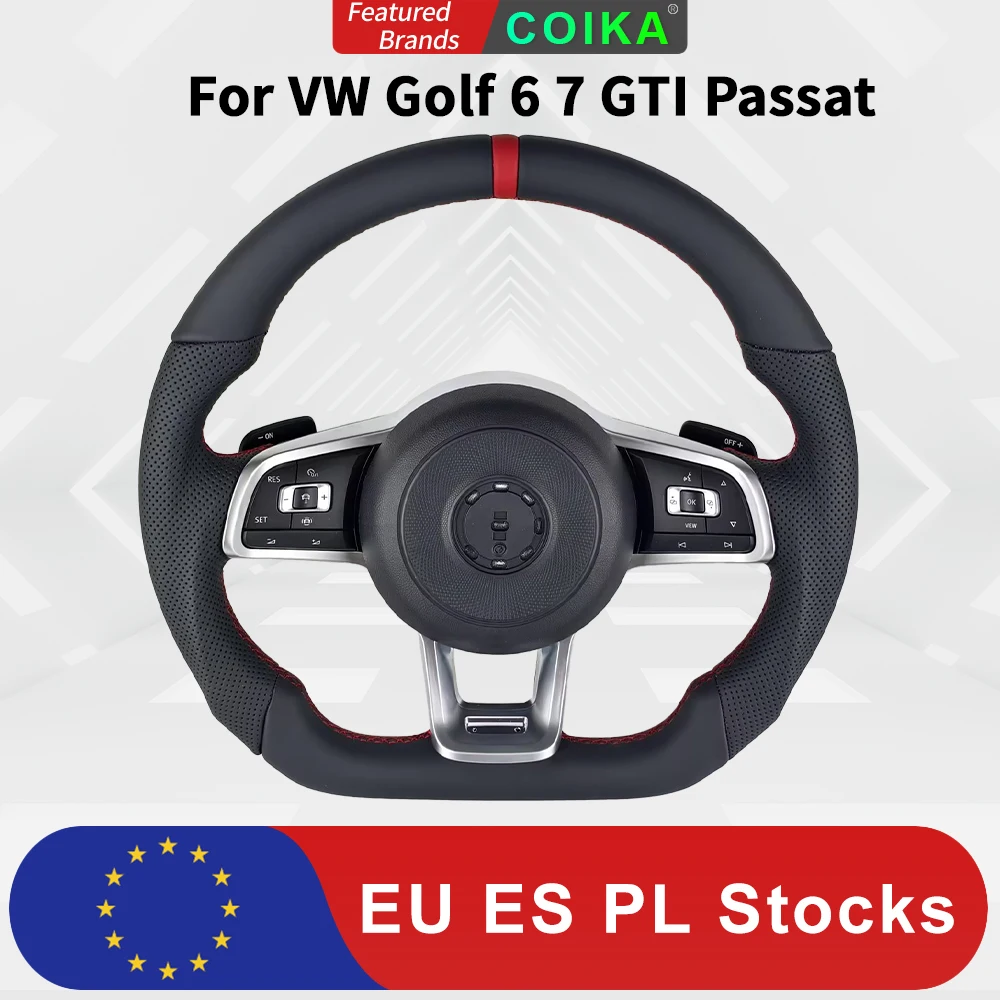 Image of Lederlenkrad-Baugruppe für Volkswagen Golf MK6 MK7 MK7.5 GTI GTE GTD GTS R Line Polo 2013-2020 Sport Personalisierte Maßgefertigte Auto-Zubehörteile