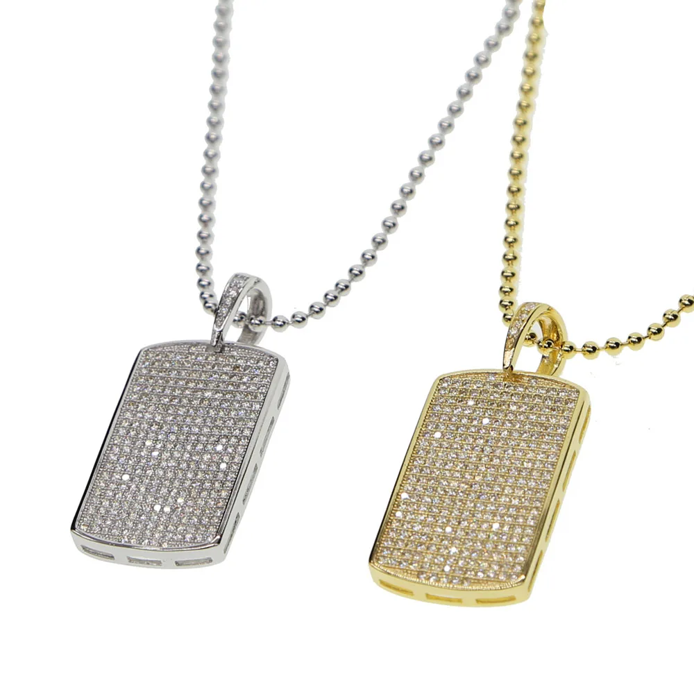 2019 iced out bling men women pendant necklace micro pave cz dog tag collar necklaces hiphop jewelry