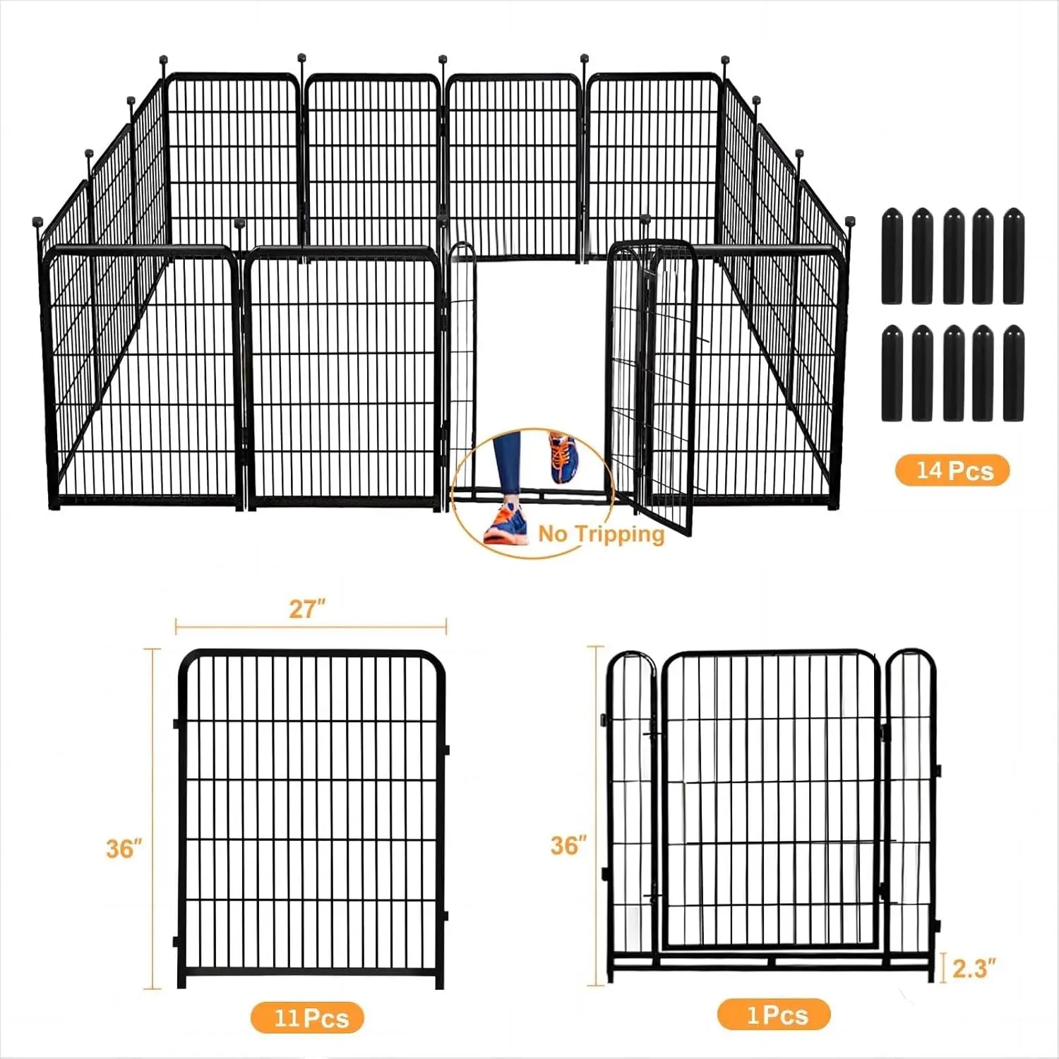 Clôture de barrière pour animaux en fer rapDuty, portail large, seuil bas, 10 panneaux, total 22,5 fédération (L)