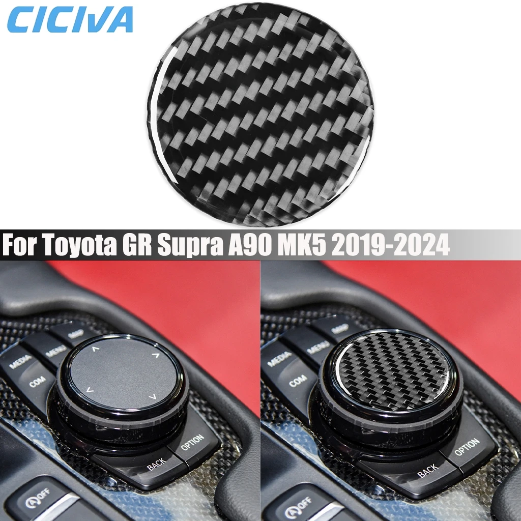 

Carbon Fiber Car Accessories Center Console Knob Interior Cover Modified Trim Sticker For Toyota GR Supra A90 MK5 2019-2024