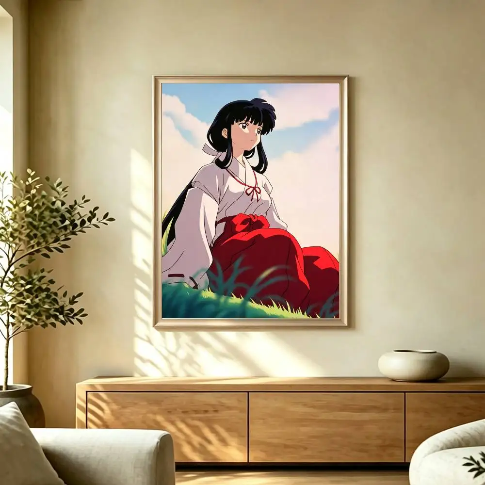 Kagome Higurashi I-Inuyasha  Poster Waterproof Wall Art Sticker For Bar Living Room Vintage Decor High Quality Print Gift