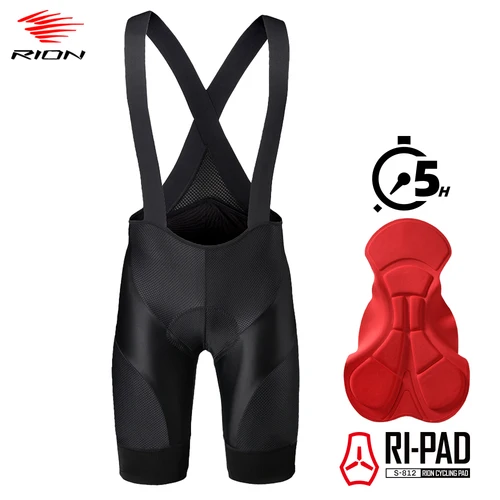 RION-pantalones cortos con pechera para ciclismo para hombre, medias para bicicleta de montaña, ropa profesional para bicicleta, Baberos para montar en carretera, almohadilla de alta densidad, transpirable 5H