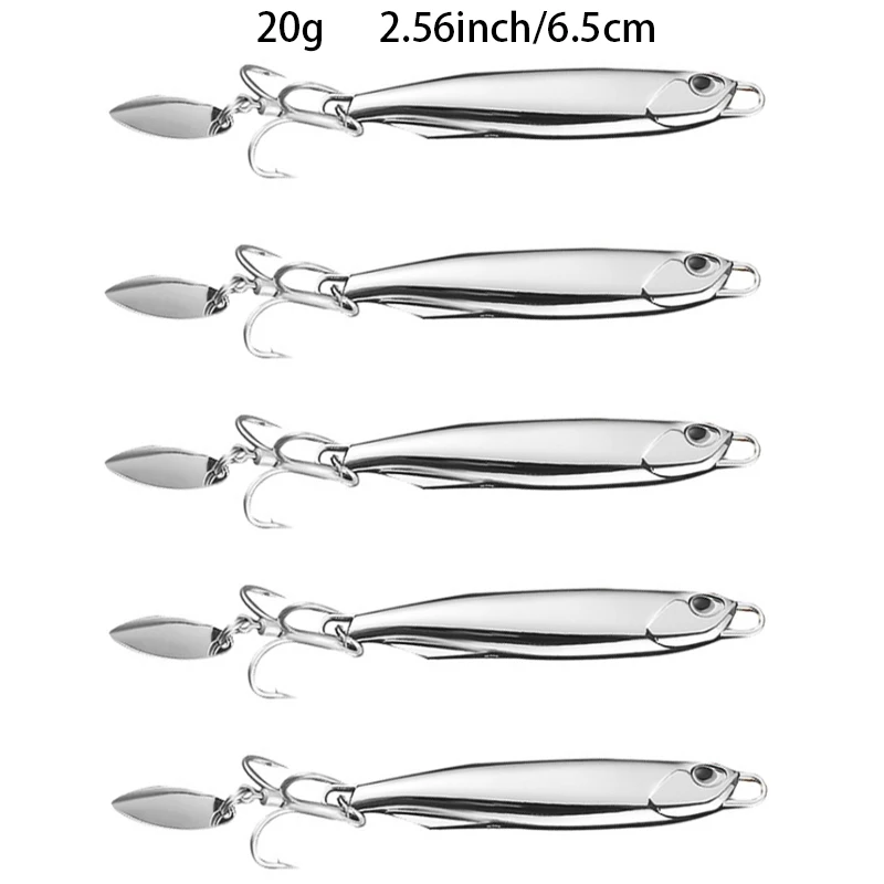 5 Stück/Packung Galvanisierte Eisenplatten-Köder 15g 20g 30g 40g 60g 80g für Straßen- und Meeresfischerei, Rotierende Pailletten-Makrelenköder – Detail 2