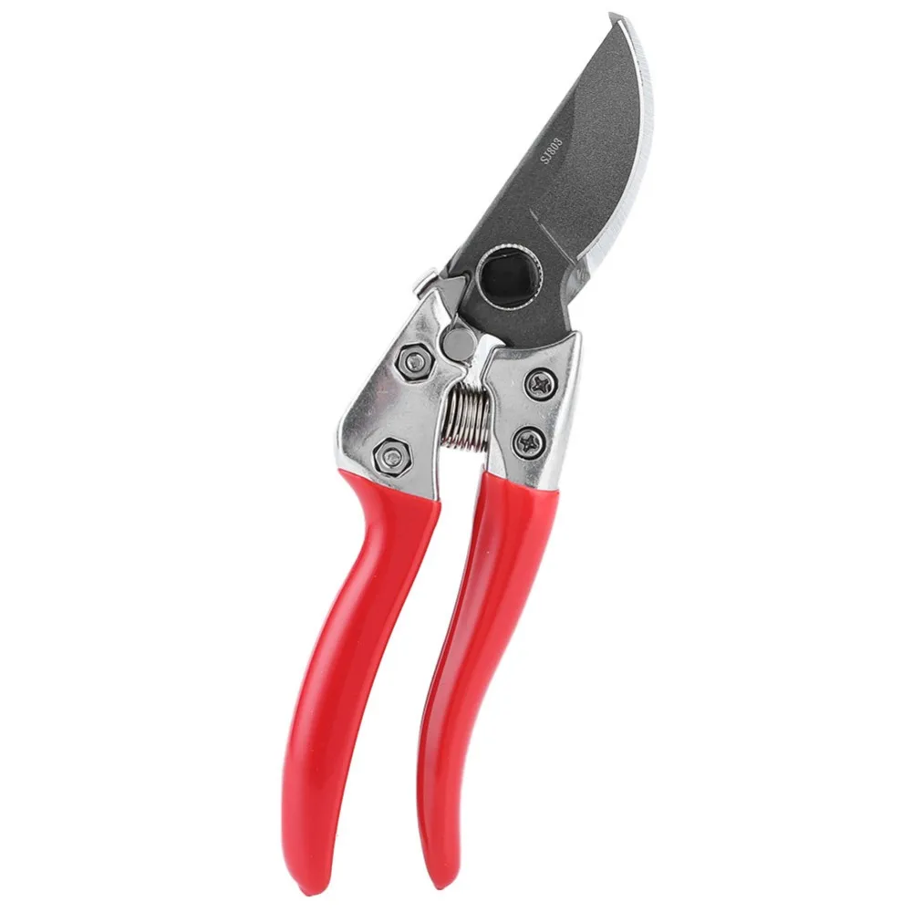 Professional SK5 Steel Pruning Shears Silver and Red Ergonomic Handle Hand Pruners Elbow Design Sharp Blades Trimming Scissors