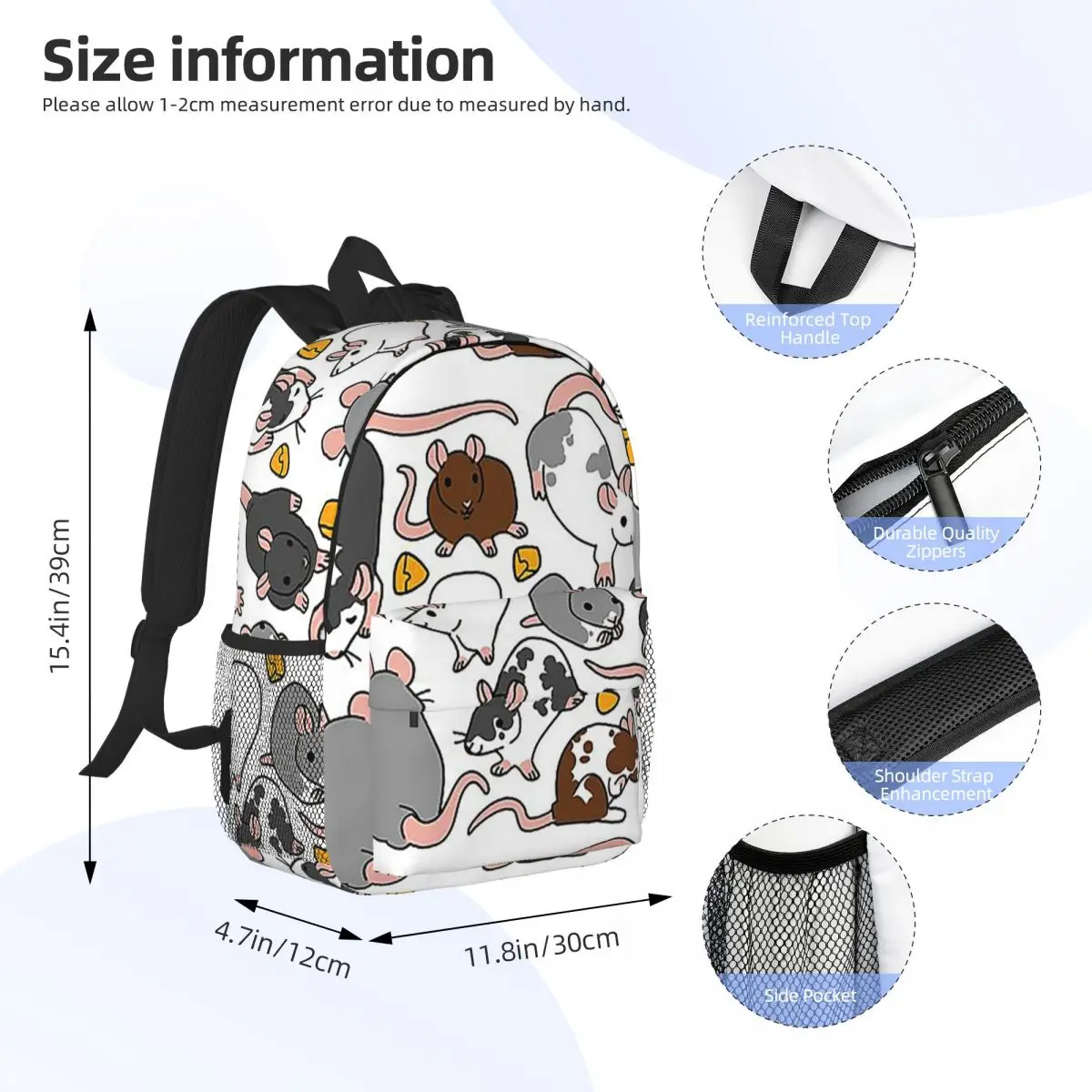 Rat Pack Backpack Student Boys Girls BookBag Men Women School Bag Computer Shoulder Bags