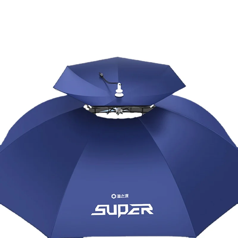 Fishing Umbrella Hat Head-mounted Umbrella Hat Sunscreen Folding Overhead Umbrella Double-layer Large Sunshade Rain Hat Umbrella