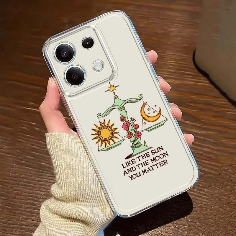

Beautiful Moon And Sun For Xiaomi Redmi 10 11 K30 K40 K50 K60 K70 Pro Prime Plus Ultra Zoom 5G TPU Transparent Phone Case
