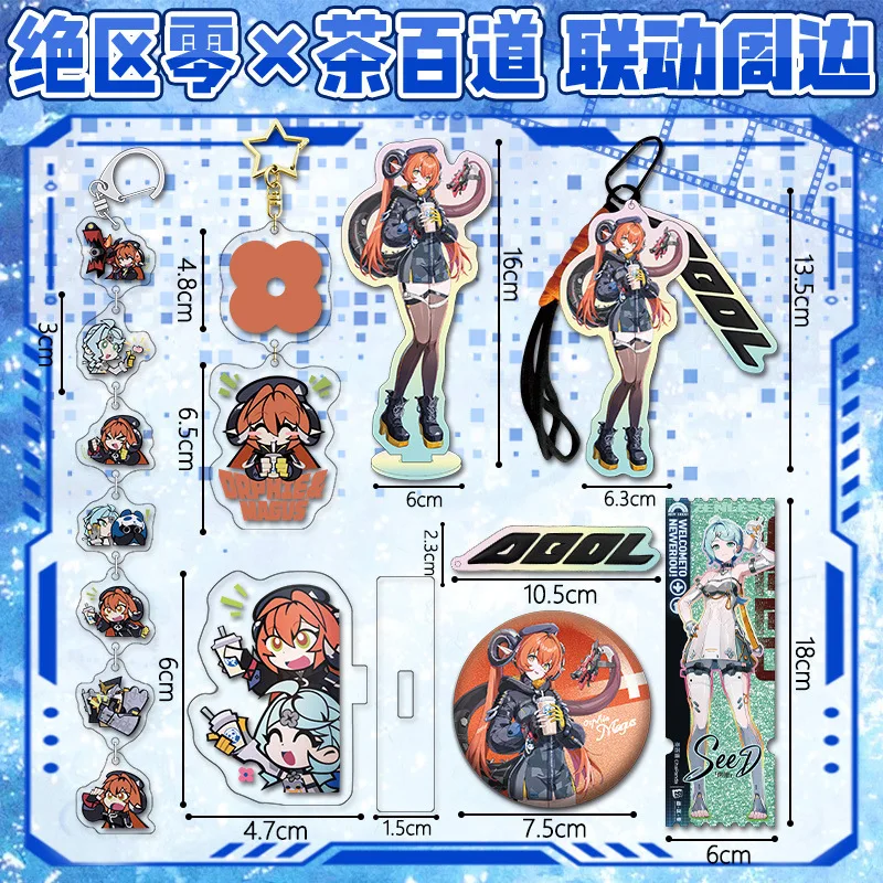 New Hot Game Zenless Zone Zero Seed Orphie Flora Orpheus Badge Keychains ChaPanda Acrylic Stand Model Cosplay Desk Gifts