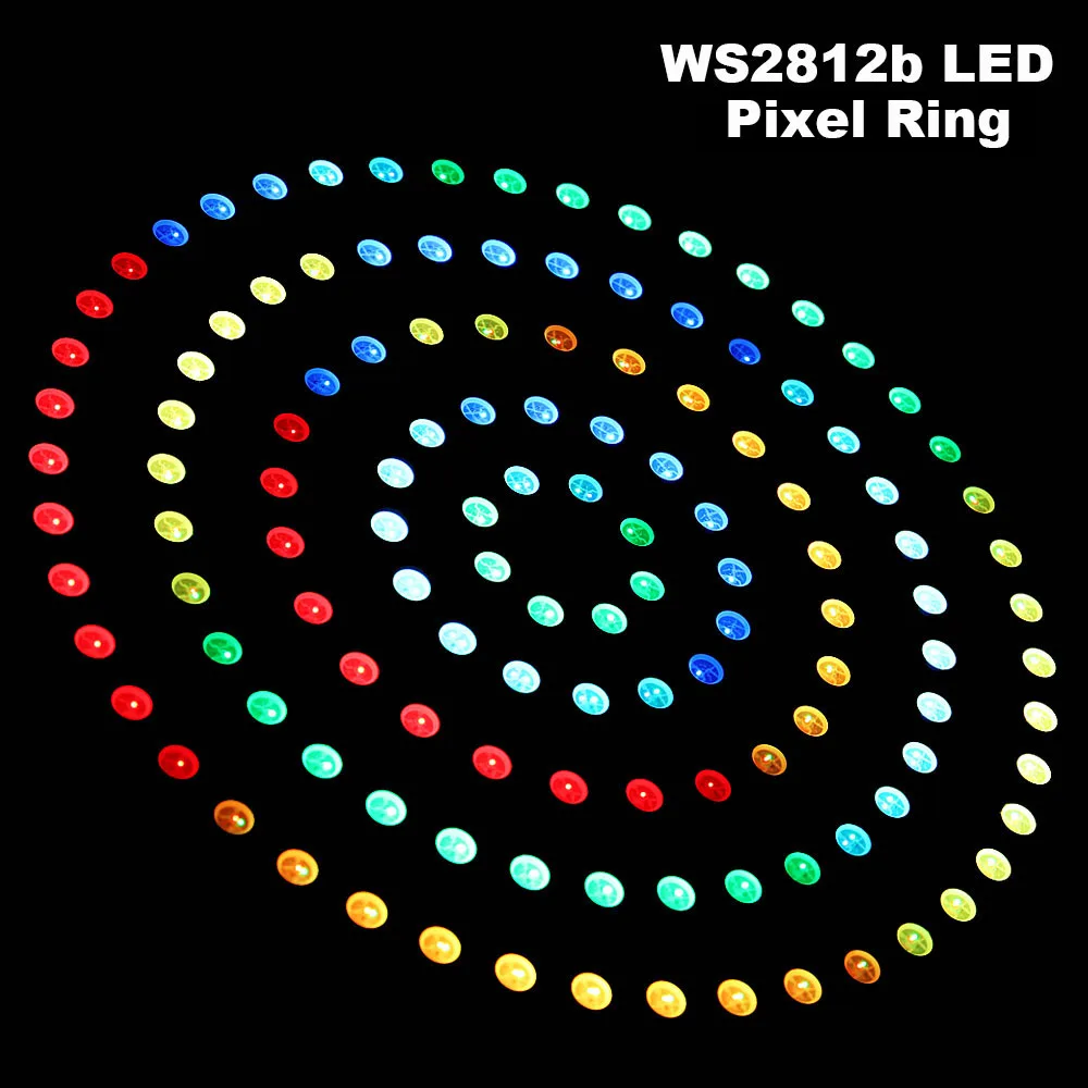 WS2812B indywidualnie adresowalny pierścień pikselowy 8 16 24 35 45 LEDs WS2812 wbudowany moduł pierścieniowy IC 5050 RGB LED taśma Led DC5V