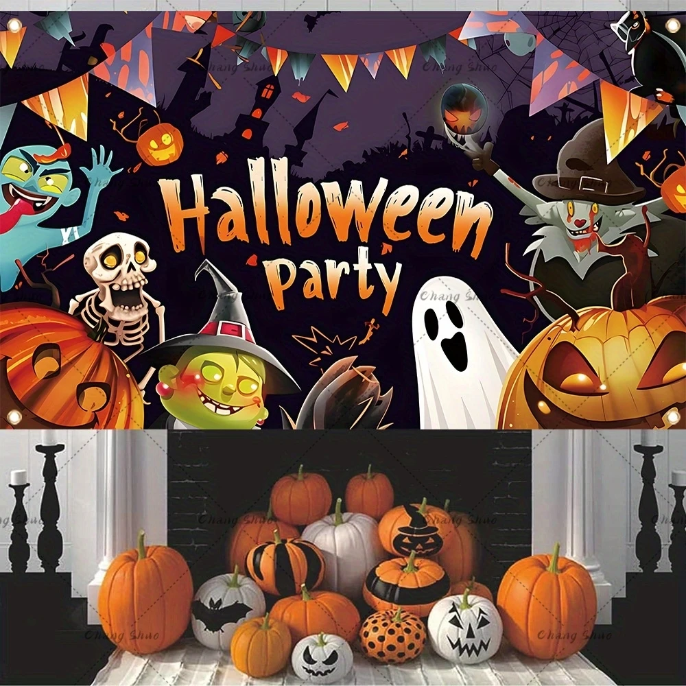 Halloween Night Party Backdrop Scary Skull Blood Pumpkin Lantern Zombie Ghost Witch Castle Baby Portrait Photography Background