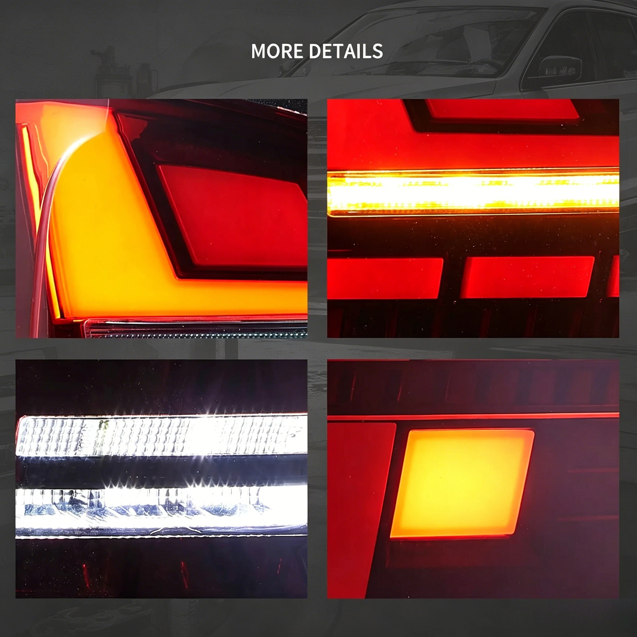 2 Stück T5 2010-2014 E‑Mark LED-Rückleuchten-Set für VW Transporter Multivan Caravelle T5 2010-2014, E‑Mark-zugelassene Heckleuchte mit dynamischem sequenziellen gelben Blinker, Bremslicht,