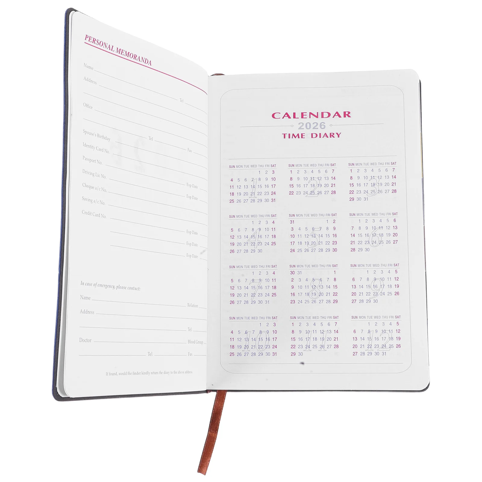 

2026 Year Planner Academic Diary Monthly Weekly Views Construction Special Gift Thick White Paper Tabbed Months A5 Size