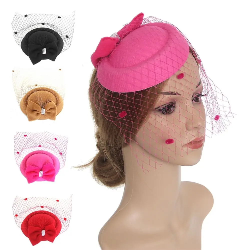 

Cocktail Tea Party Hair Accessories Fascinator Hats Charming Wedding Bowknot Felt Headband Hair Claw Bowknot Mesh Headband Bride
