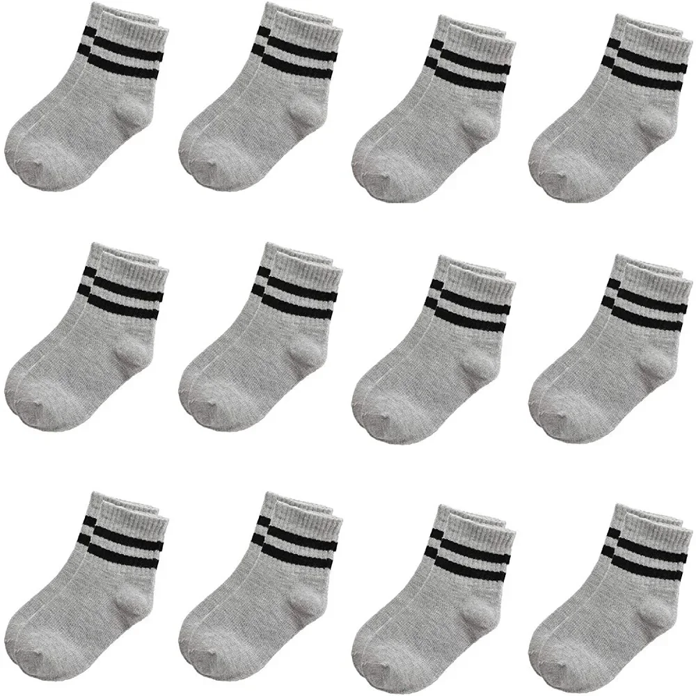 Boys Girls Socks Fit for 2-12 Years Old Cotton Athletic Ankle Crew Sock for Toddler Big Kids