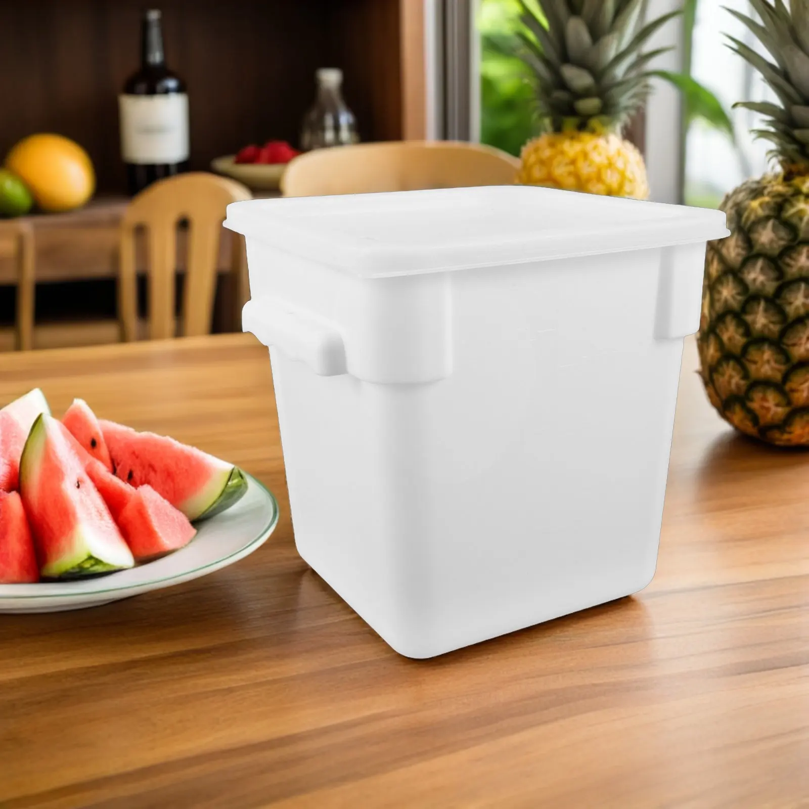8L Square Commercial Kitchen Storage Container Plastic Bin Handle Airtight Food Beverage Fridge Freezer Microwave Organizer