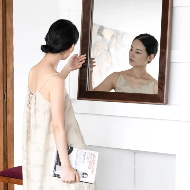 Danish vintage real fur integrated hanging vertical half-body mirror cloakroom wash high definition vanity mirror