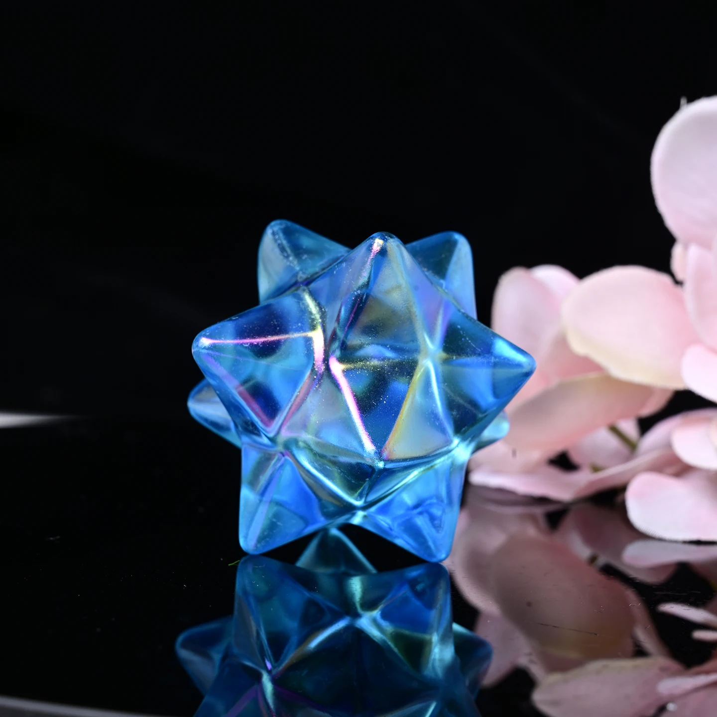 High-Quality Aura Ice-Blue Smelting Star, Artificial Crystal Merkaba Star, Home Decor, Perfect Gift for Crystal Collectors