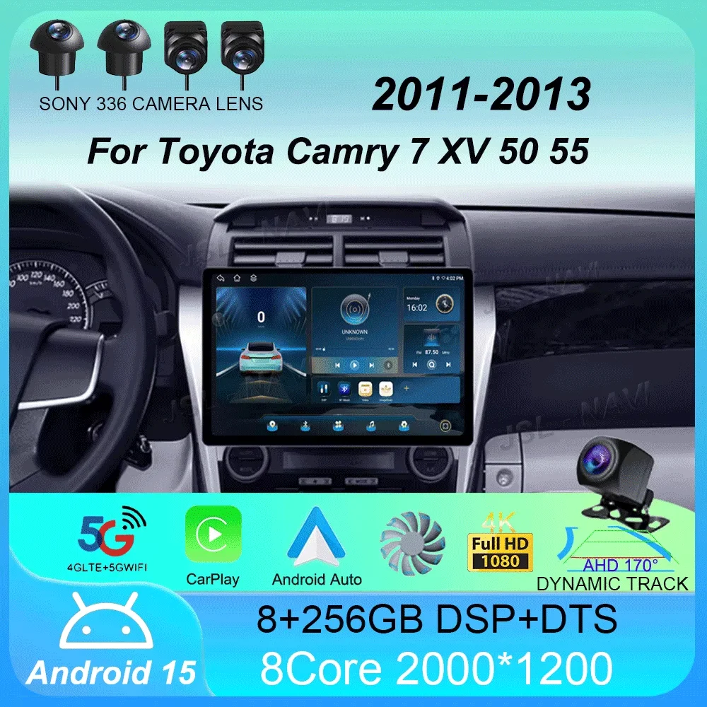 

Car Radio Android 15 Carplay Auto For Toyota Camry 7 XV 50 55 2011-2014 Multimedia Video Player Navigation Stereo GPS No 2din 4G