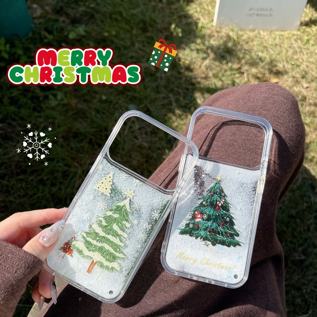 

Dynamic Quicksand Cover for iPhone 17 16 15 13 Pro Max Liquid Phone Shell for iPhone 16 Pro 15 Pro Christmas tree pattern Case