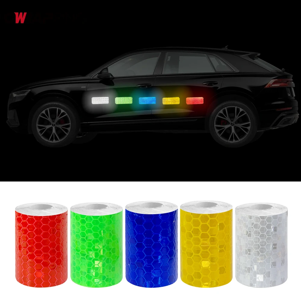 5cmX1m Truck Safety Warning Tape Door Compartment Reflective Film Car Bicycle Color Waterproof Protective Decorative Accessories