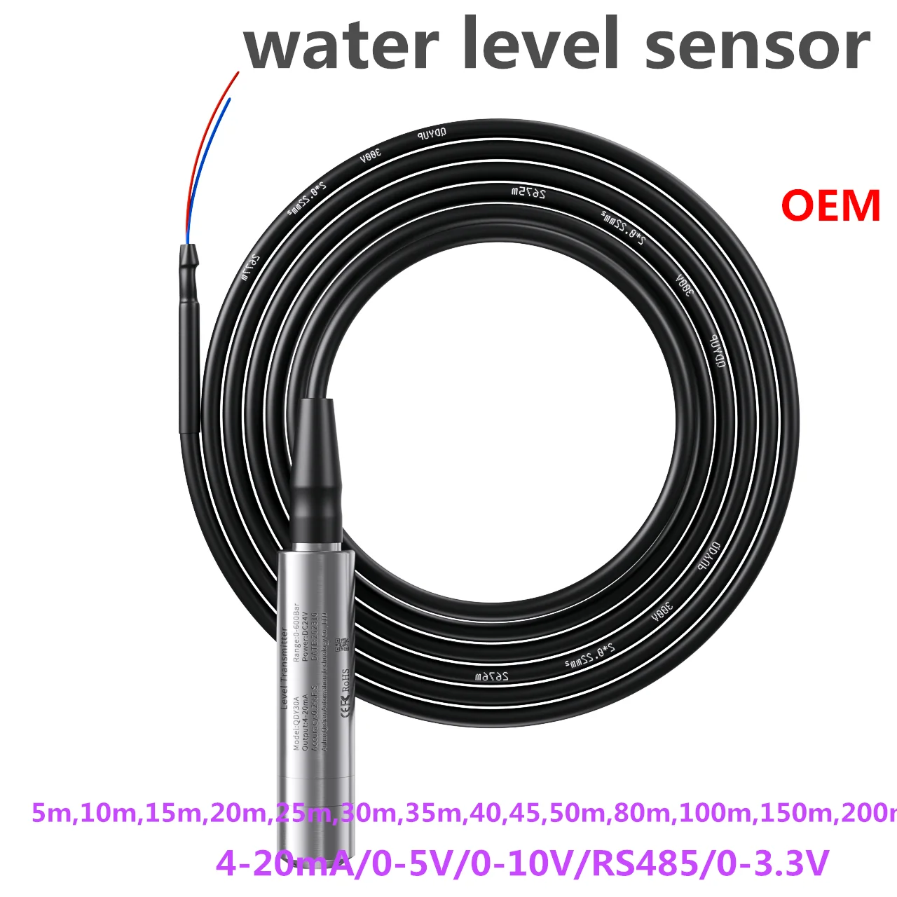 

Liquid Level Transmitter 5M 50M Range 4-20mA Water Level Transducer 0-10V 0-3.3V Liquid Level Sensor 100M 80M