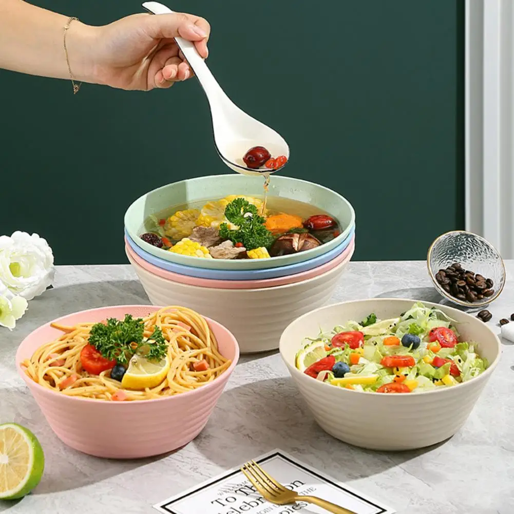 High Capacity Noodle Bowl Plastic Bowls Candy-colored Tableware Unbreakable Soup Rice Plate Lightweight For Dining Room Kitchen