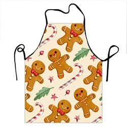 1pc Christmas Tree and Gingerbread Man Bib Merry Christmas Holiday Decoration Linen Sleeveless Home Cooking Baking Apron
