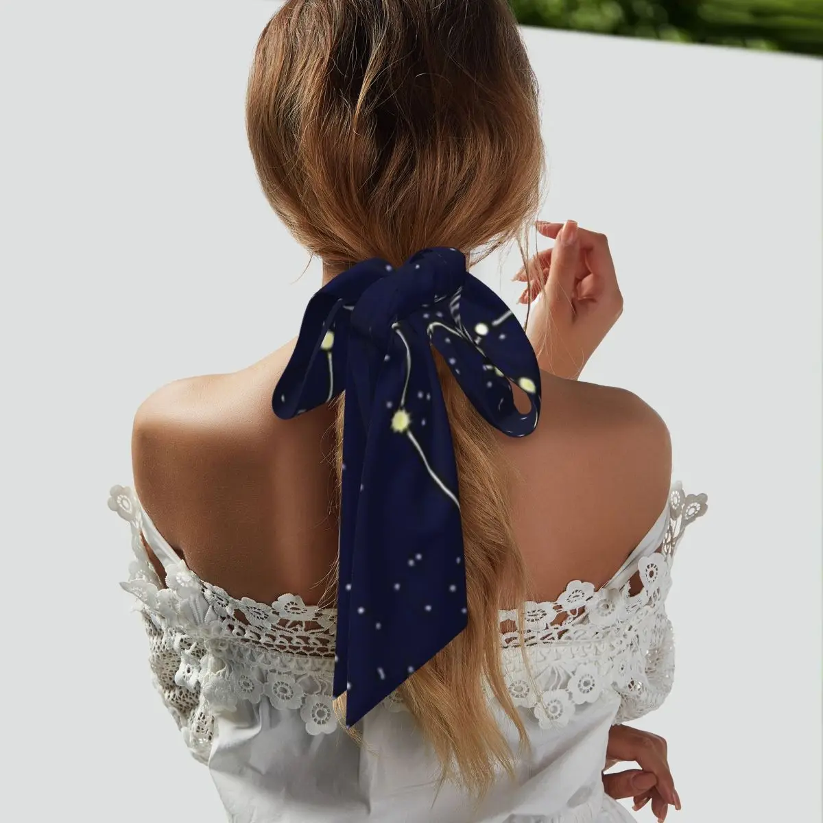 Night Sky Golden Celestial Stars Zodiac Constellations  Women Long Narrow Scarf Soft Skinny Scarf Multi-use Neck Head Wrap for