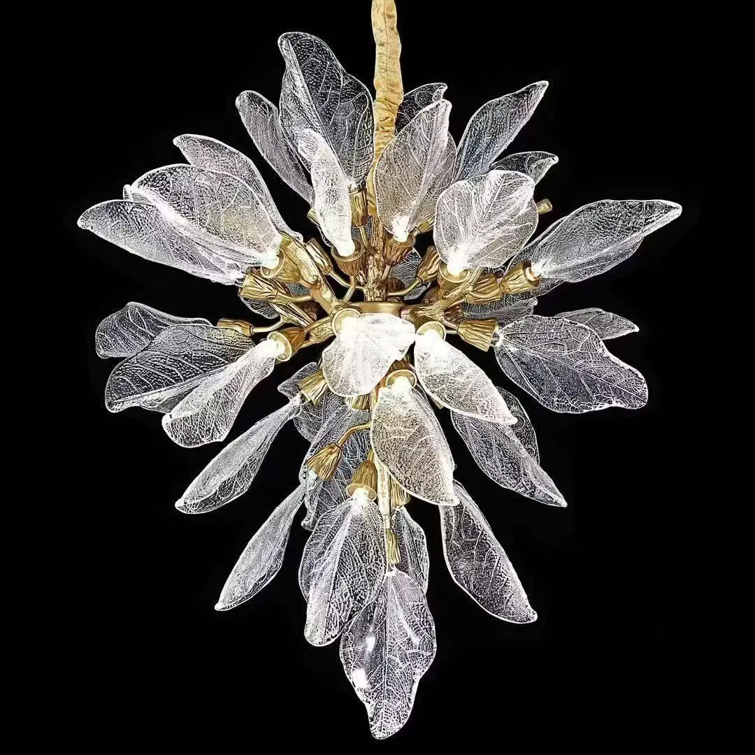 الفرنسية الأزهار الاكريليك قلادة مصباح الفولاذ المقاوم للصدأ الراتنج النحاس الذهب والفضة عكس الضوء الأسقف بريق لغرفة المعيشة #1