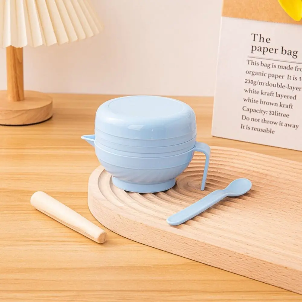 7Pcs Portable Food Grinding Bowl Set Stackable Citrus Juicer Baby Manual Grinder Kit with Grinding Rod Food Grade