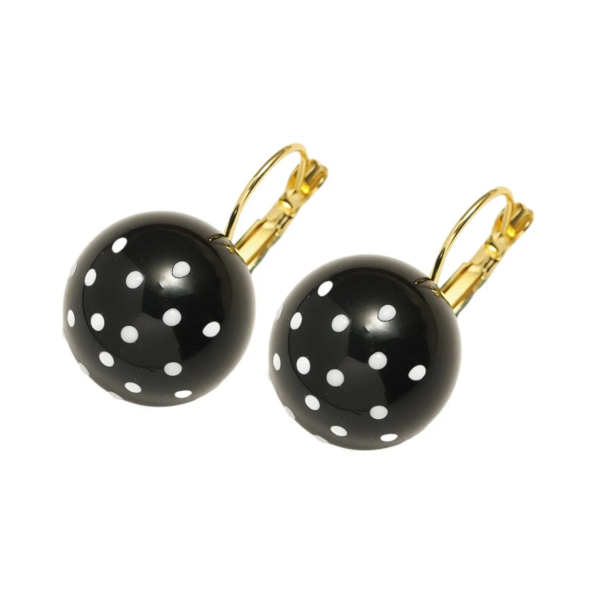 Retro-Mode-Ohrringe mit schwarzen und weißen Punkten für Damen, elegante runde Kugel-Ohrringe aus Harz und Acryl, lässiger Party-Schmuck – Detail 7