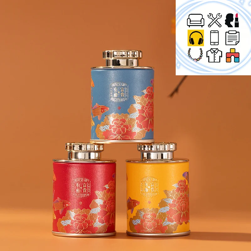 Mini Empty Tea Tin Can Household Green Black Tea Sealed Jar Portable Home Small Tea Packaging Box Paper Storage Cans