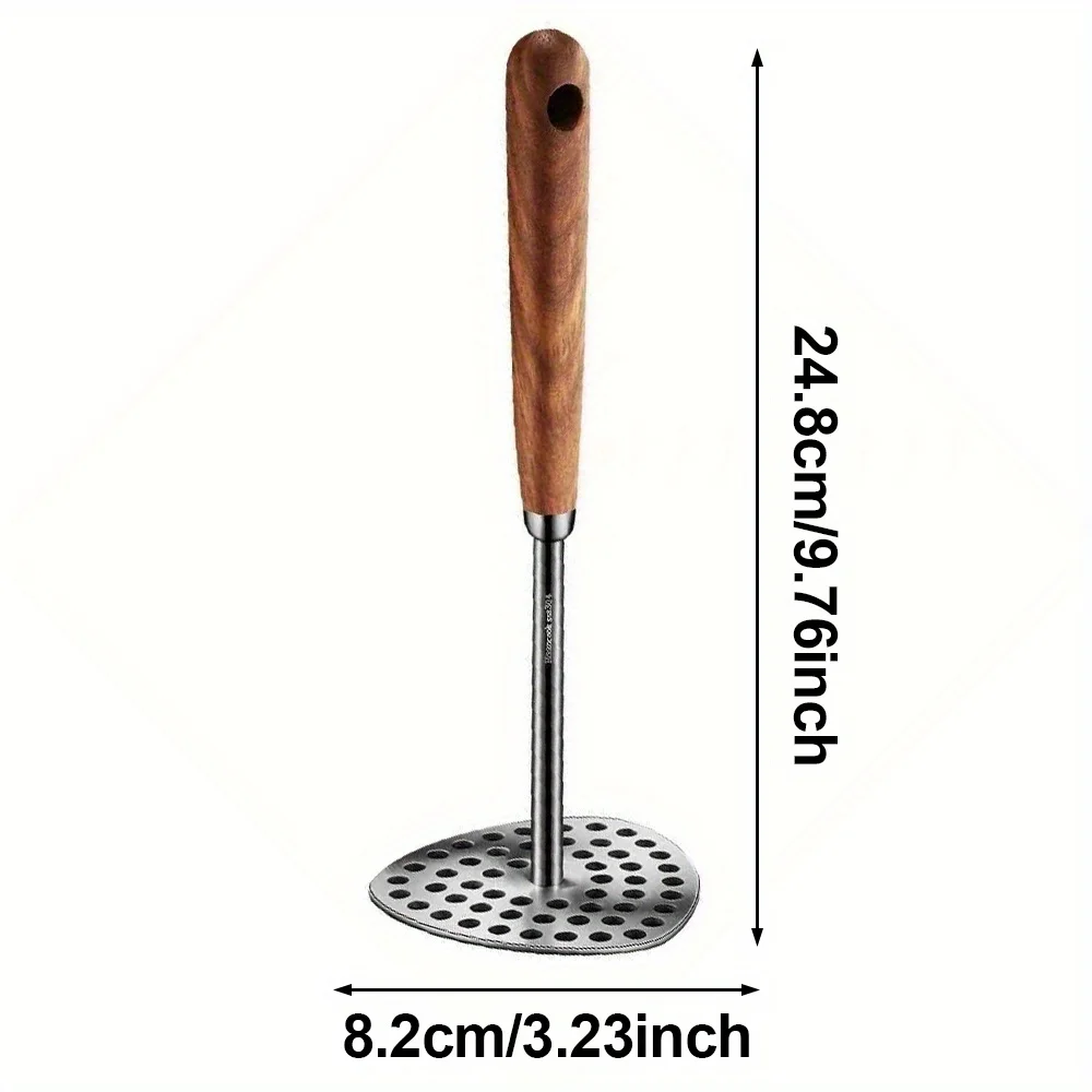1pc Stainless Steel Potato Masher W/Fine Mesh Platen, Heavy Duty Kitchen Tool for Mashed Potatoes/Veggies/Purees