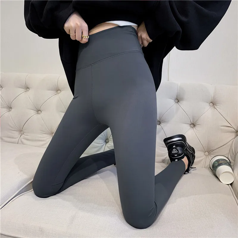 Leggings esportivas estilo pele de tubarão feminina, calça monocromática, calças elásticas que combina com tudo, conforto, casual, quente, outono e inverno