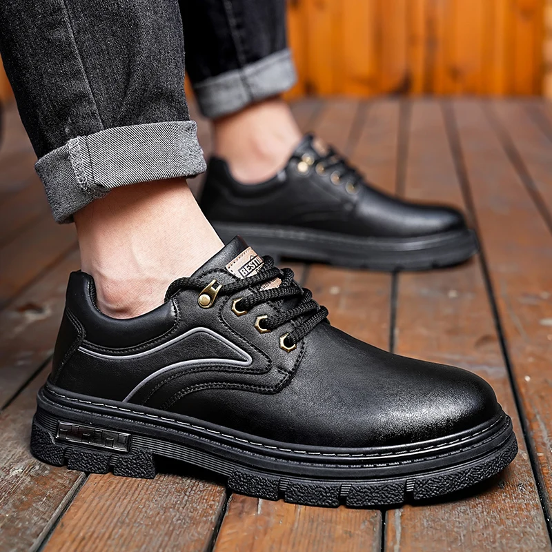 

Men Casual Leather Shoes spring autumn Fashion Men's Platform Walk Oxfords Outdoor Shoes Fashion Sneakers Man flats