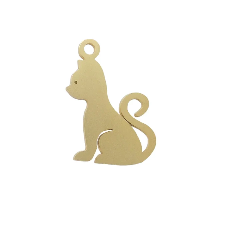 New 2pieces/bag 50*32mm Aluminium Alloy Wire Drawing Lovely Cat Charms Pendant for DIY Necklace Earring Accessories