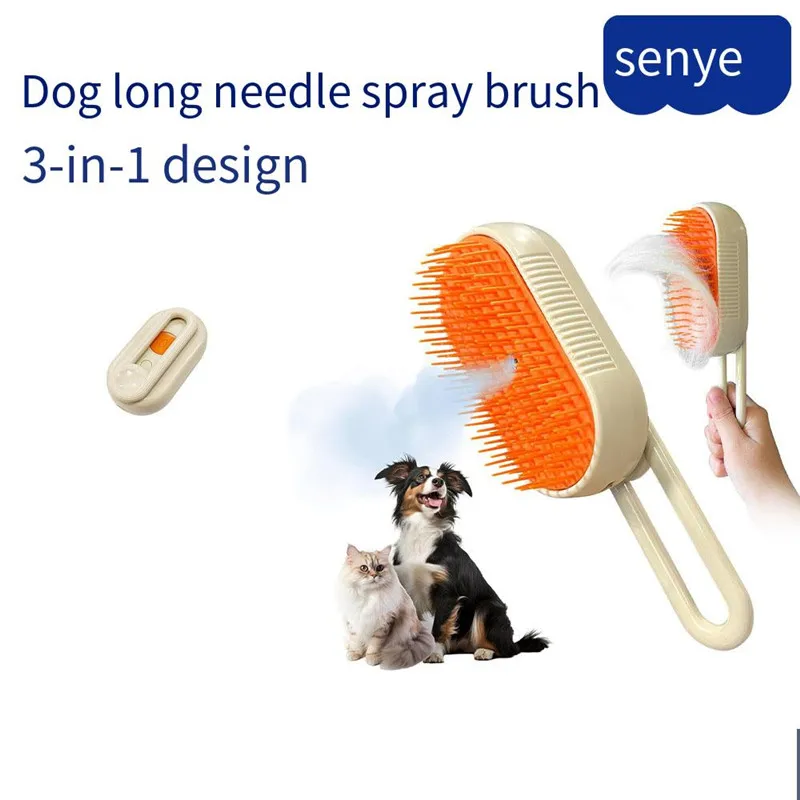 Cat Dog Pet Spray Massage Brush One Button Steam Spray Folding Rotatable Floating Hair Bath Hair Removal Brush Comb