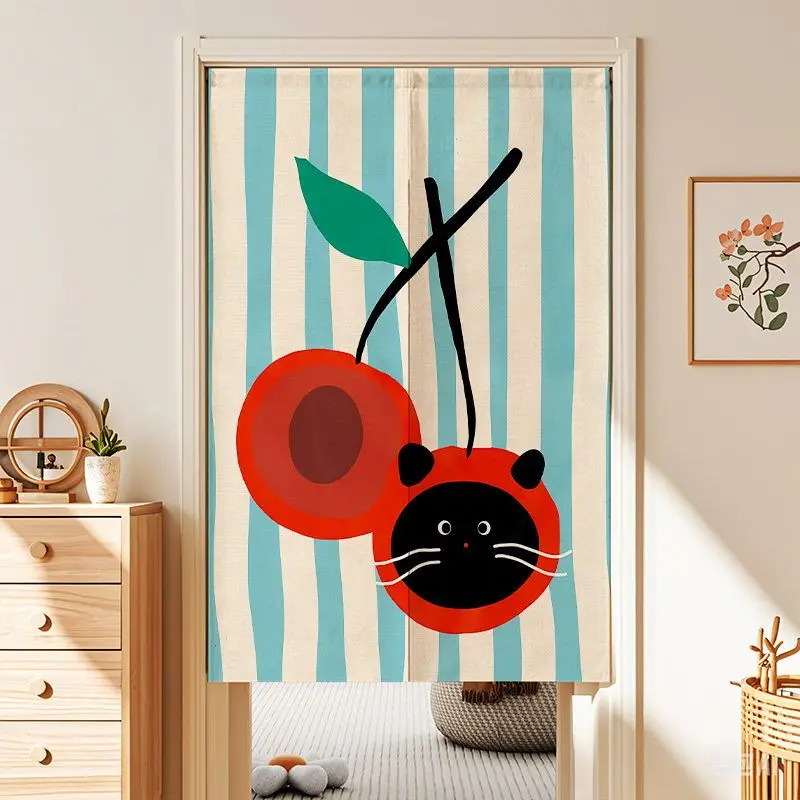 VIKAMA Japanese Retro Pet Cat Dog Photo Noren Doorway Curtain Room Divider Privacy Tapestry for Bedroom Entryway Soft Decor
