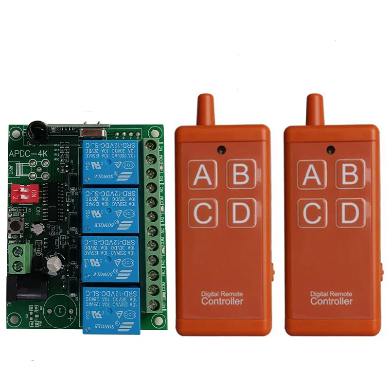 1000m 433MHZ Universal DC 12V 24V 4CH RF Wireless Radio Remote Control Switch System Receiver Transmitter With USB Interface