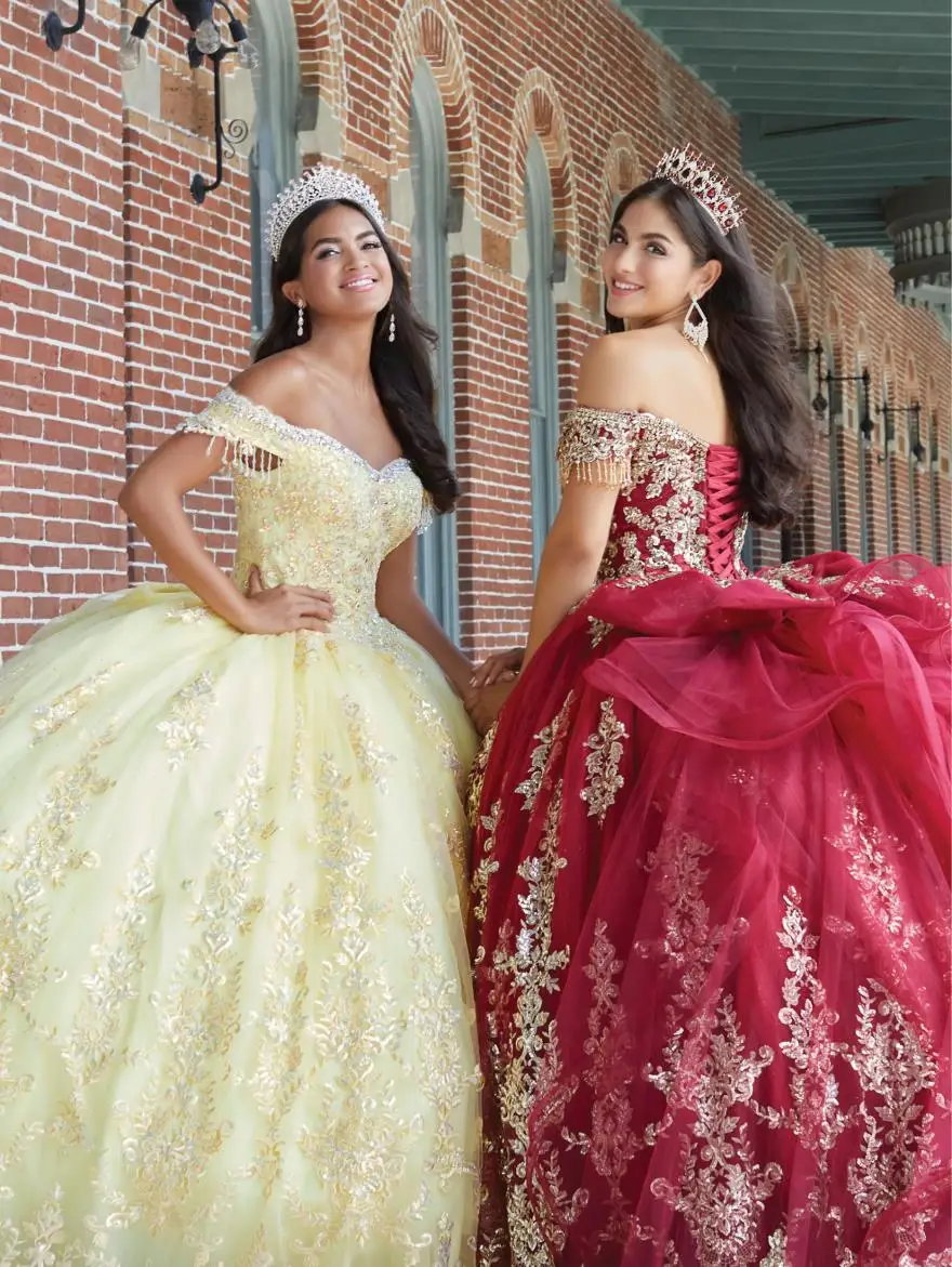 Lorencia-Vestido De baile De quinceañera, traje elegante De encaje con apliques De corazón con tren, talla grande, dulce 16, 15 años, YQD162