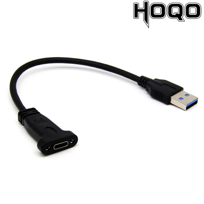 Hoqo Usb A Male Naar Usb C Vrouwelijke Met Panel Montage, moederbord Adapter USB3.0 Uitgebreid Soort-C Test Kabel Met Baffle Datakabel