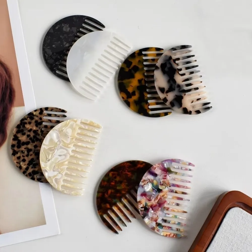 Half-Round Hair Straightening Comb Multicolor Portable Acetate Styling Hairbrush for Everyday Grooming Travel Men and Women