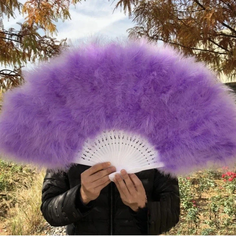 Feather Fan Full Velvet Thickened Large Feather Folding Fan Chinese Style Summer Women's Dance Fan Photo Runway Props Fan Fairy
