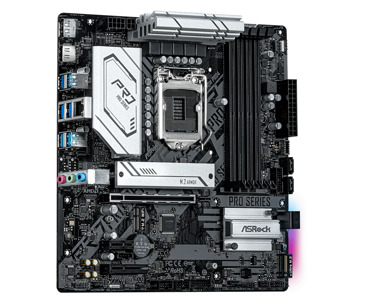 Imagem -04 - Asrock-placa-mãe H570m Pro4 Suporte I511600k I9-10900f I5-10400f G6605 I5-11400f Lga 1200 Intel H570 Ddr3 M.2 Micro Atx