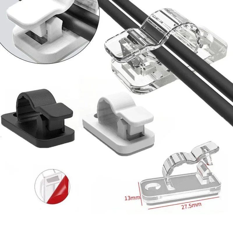 10/50PCS Cable Organizer Clips Cable Management Wire Manager Cord Holder USB Charging Data Line Bobbin Winder Wall Mounted Hook