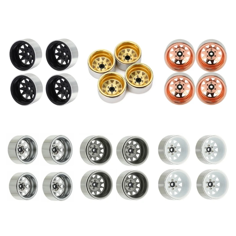 4 pçs jantes beadlock hub conjunto com 10 raios para 1/10 controle remoto carro brinquedo dropship