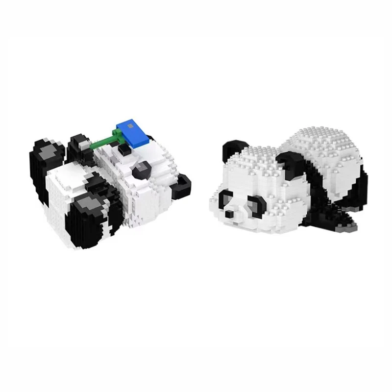 Kawaii Panda Micro Building Blocks 3D Model  Assembled Happy Lazy Panda Mini Bricks Figure Toy For Kid Christmas Gifts