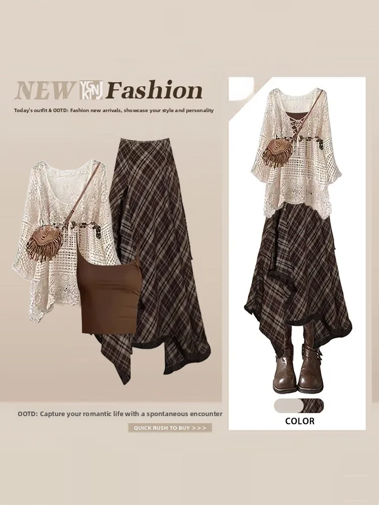 

Модный комплект для путешествий: топ с вырезами и юбка, женский, весна-лето, в этническом стиле, для дерзких девушек