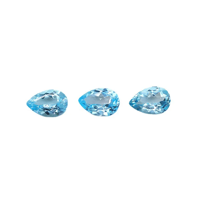 Natural Sky‑Blue Topaz Pear Drop Loose Gemstone, Faceted Cabochon For Ring Necklace Jewelry Inlay Setting