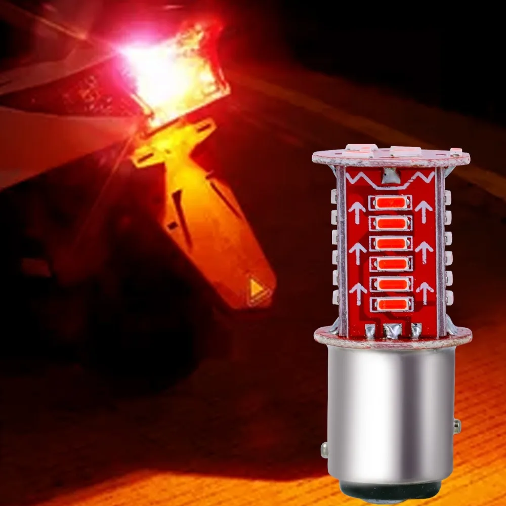 Car Motorcycle 1157 LED Brake Light Strobe Bulb 12V 6W Flashing Warning Signal Tail Lamp Avoid Rear End Collision Eye Catching